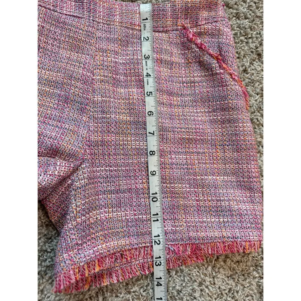 Brooks Brothers Kids Pink Multi Tweed Fringe Blazer & Shorts Suit Set Size 16